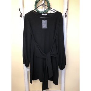 Cotton Long Sleeve Knitted Bodycon Tie Dress NWT